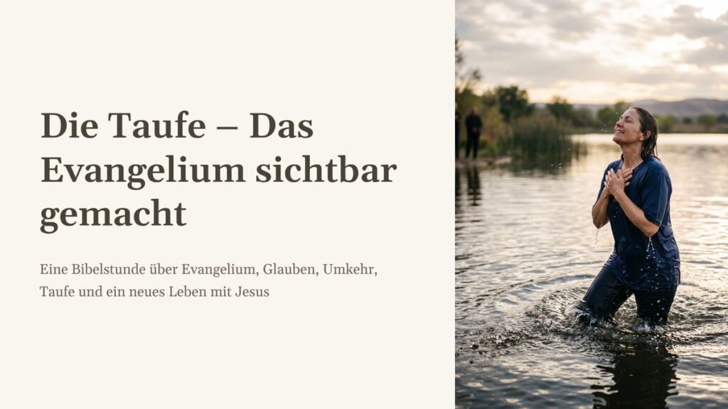 Präsentationsfolie zur Bibelstunde über die Taufe und das Evangelium