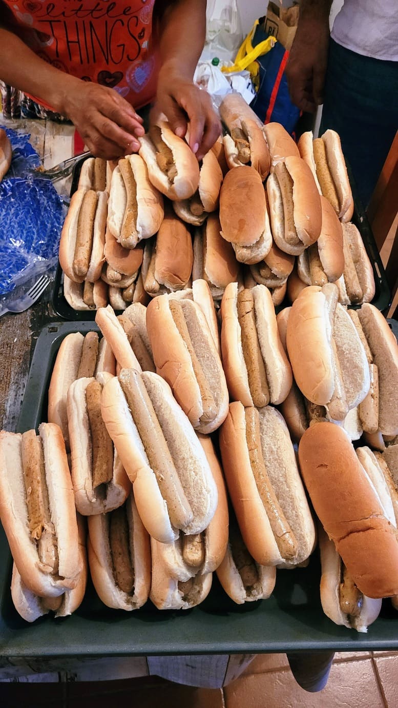 Comida preparada para compartir entre los participantes