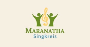 Logo des Maranatha Singkreises mit zwei singenden Figuren und einem Notenschlüssel